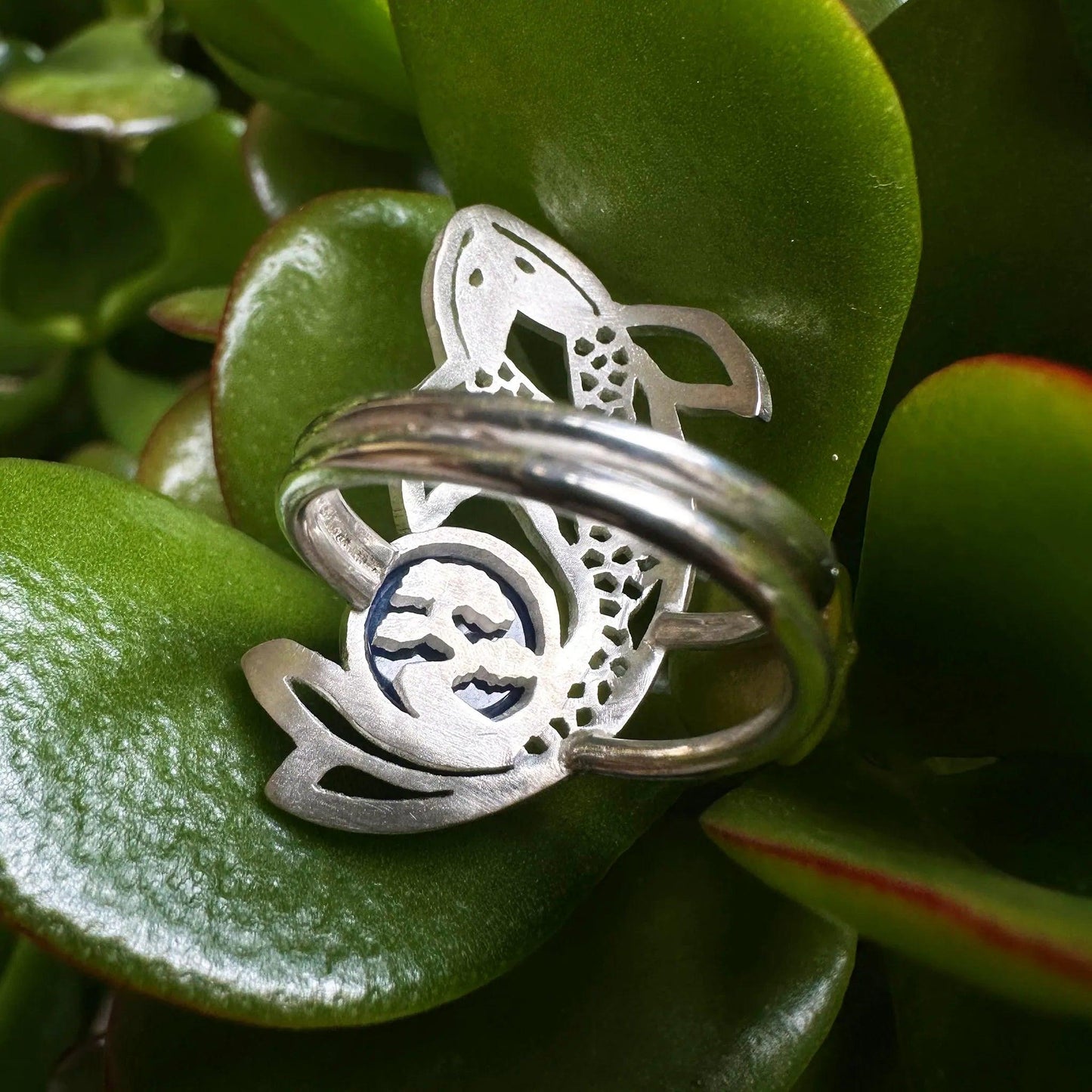 Anello a forma di carpa in argento 925 retro