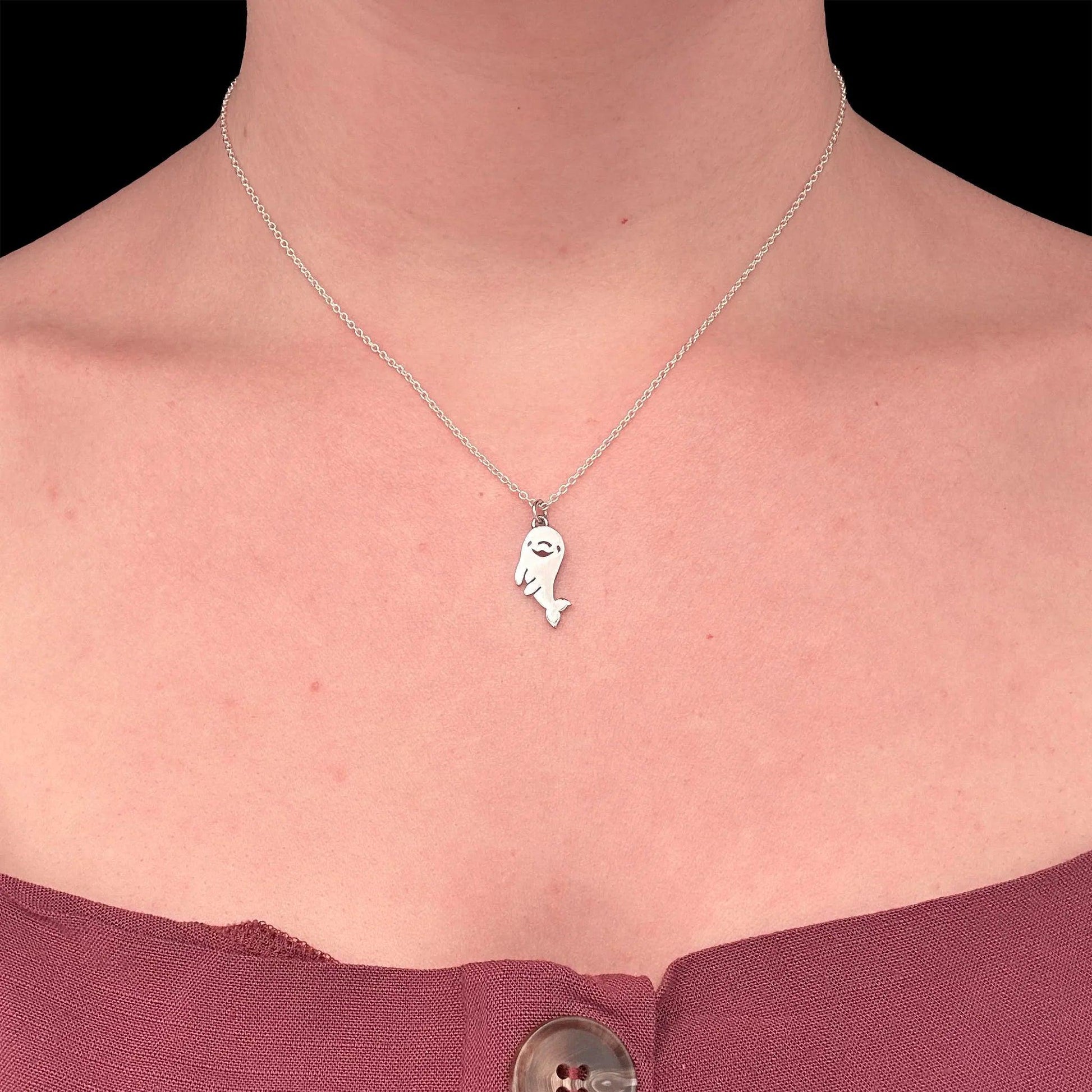 ciondolo argento 925 a forma di animale delfino catenina 40 cm