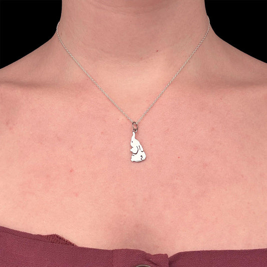 ciondolo argento 925 a forma di animale elefante con catenina 40 cm