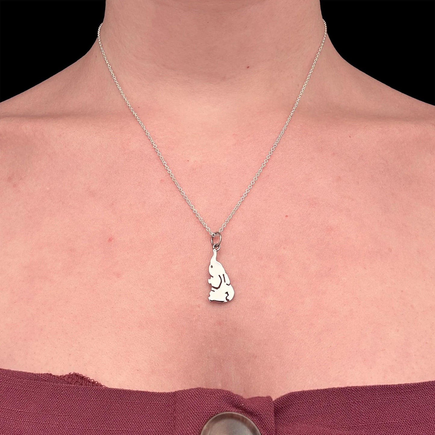 ciondolo argento 925 a forma di animale elefante con catenina 45 cm