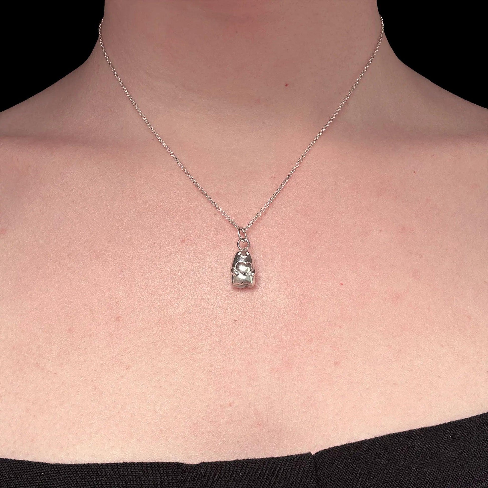 ciondolo argento 925 a forma di fantasma con catenina 40 cm