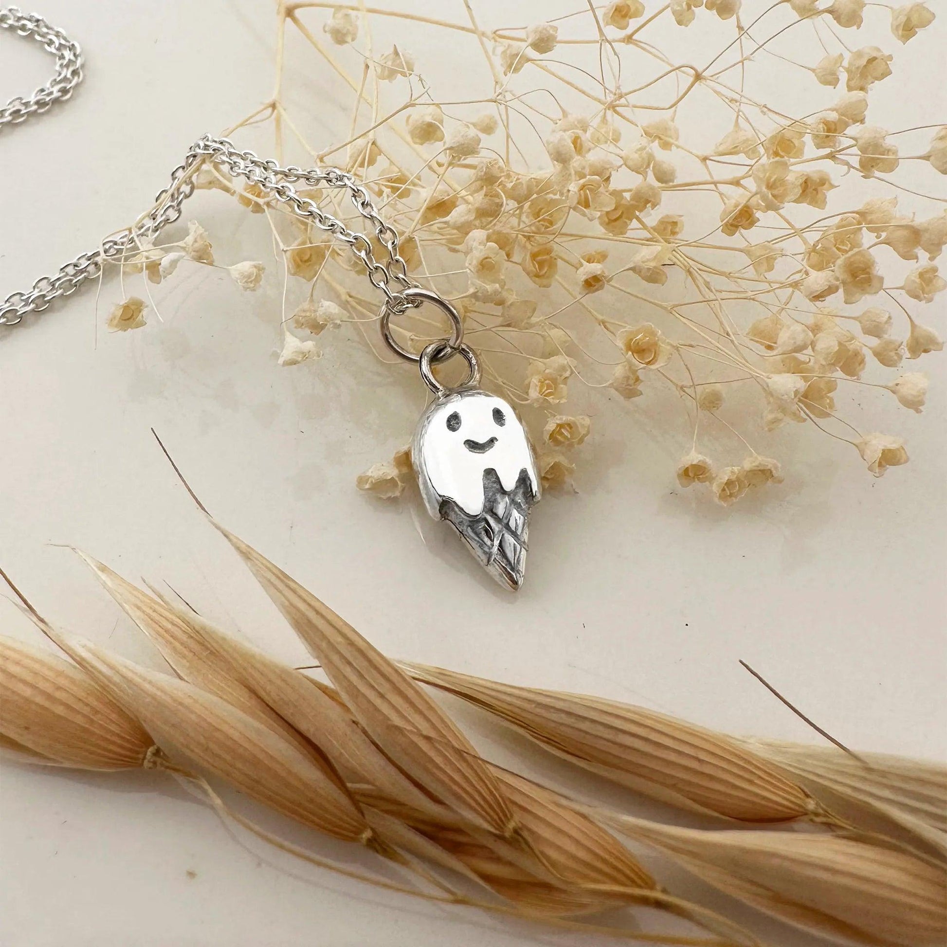 ciondolo argento 925 a forma di cono gelato dettaglio