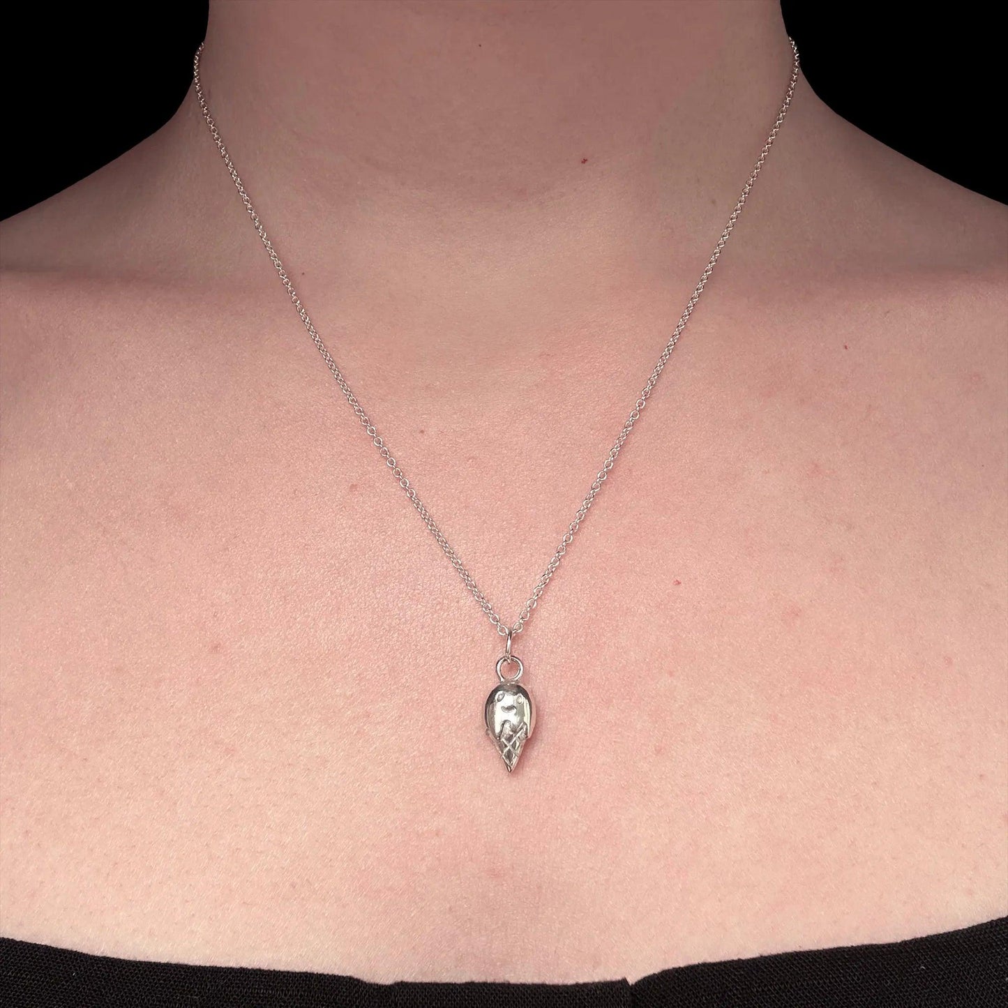 ciondolo argento 925 a forma di cono gelato con catenina 45 cm