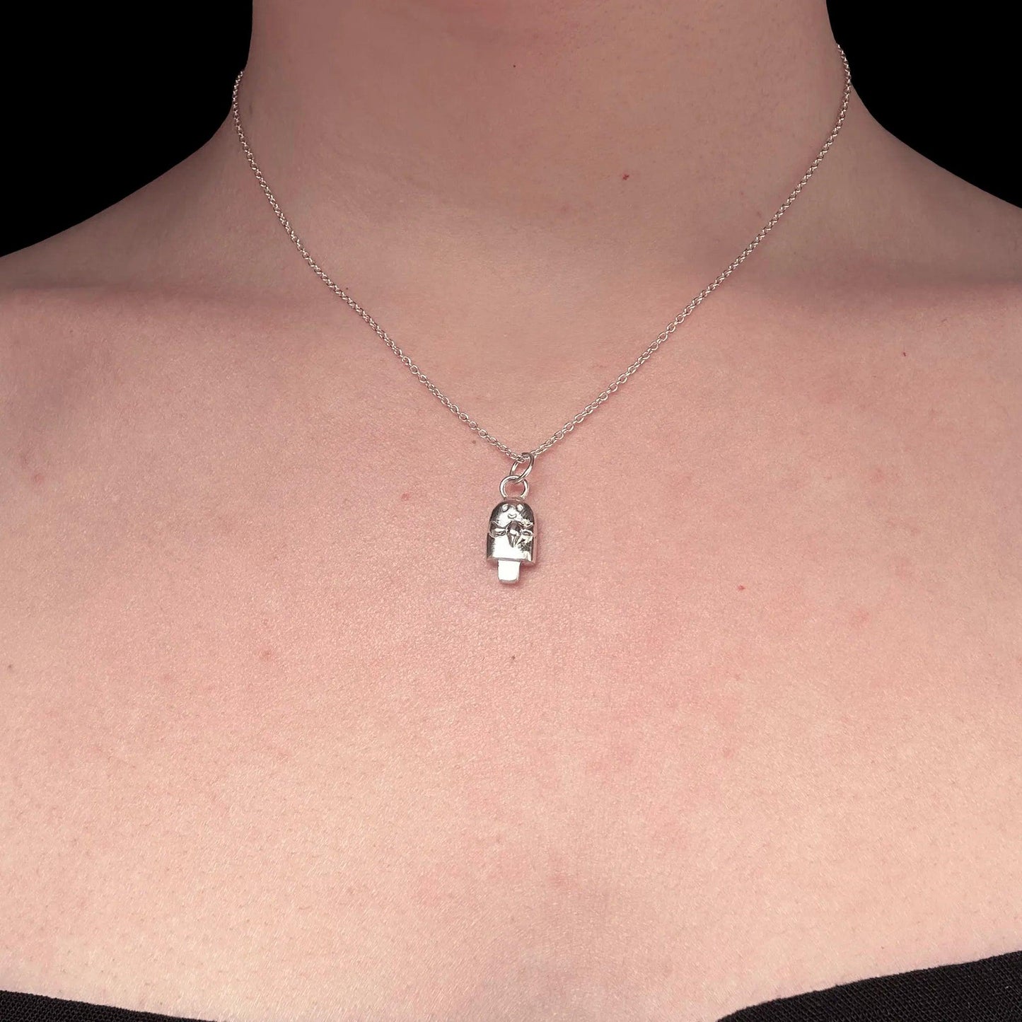 ciondolo argento 925 a forma di ghiacciolo con catenina 40 cm