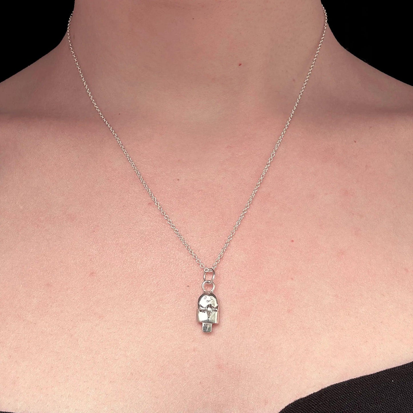 ciondolo argento 925 a forma di ghiacciolo con catenina 45 cm