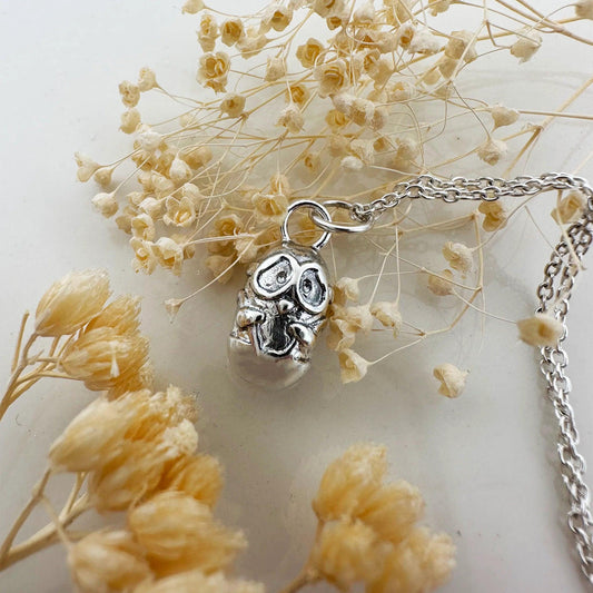 ciondolo argento 925 a forma di gufinion dettaglio