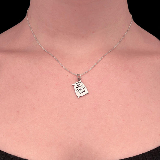 ciondolo argento 925 a forma di animale gufo con catenina 40 cm