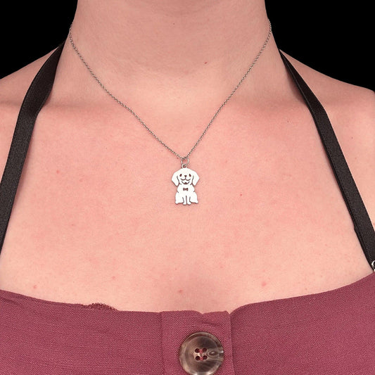 Ciondolo animale labrador in argento 925 indossato 40 cm