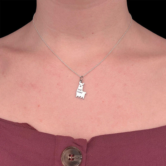 ciondolo argento 925 a forma di animale lama con catenina 40 cm