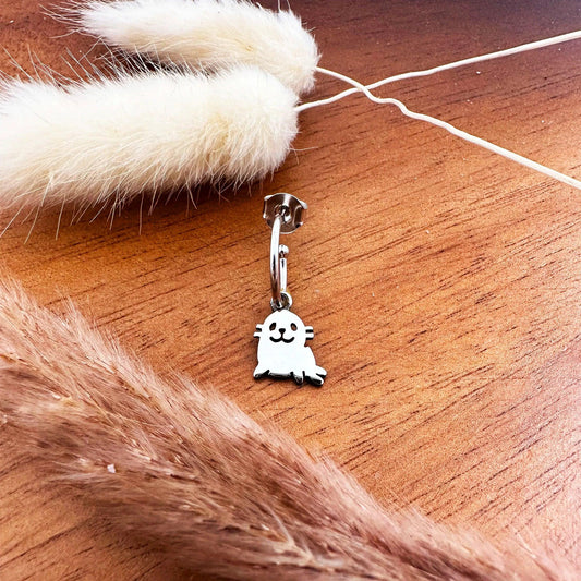 orecchino argento 925 a forma di animale foca