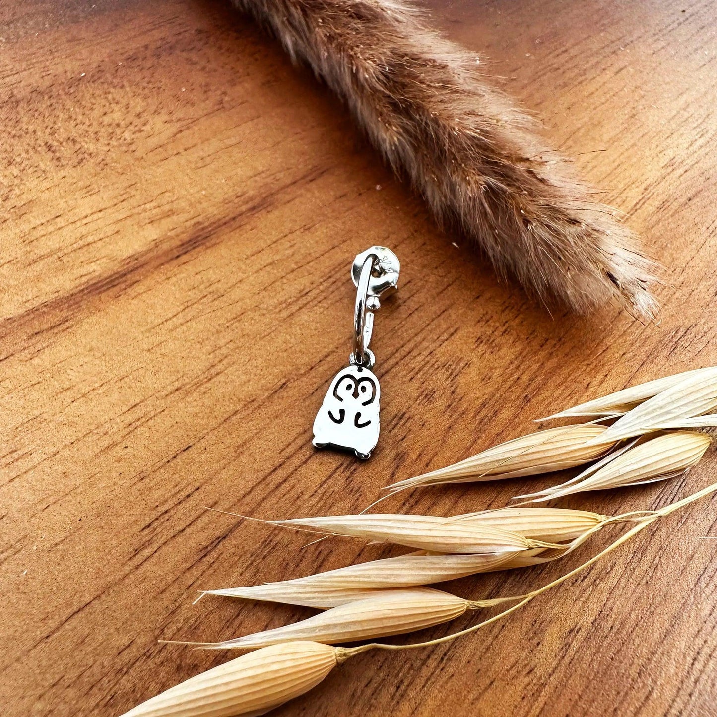 orecchino argento 925 a forma di animale pinguino