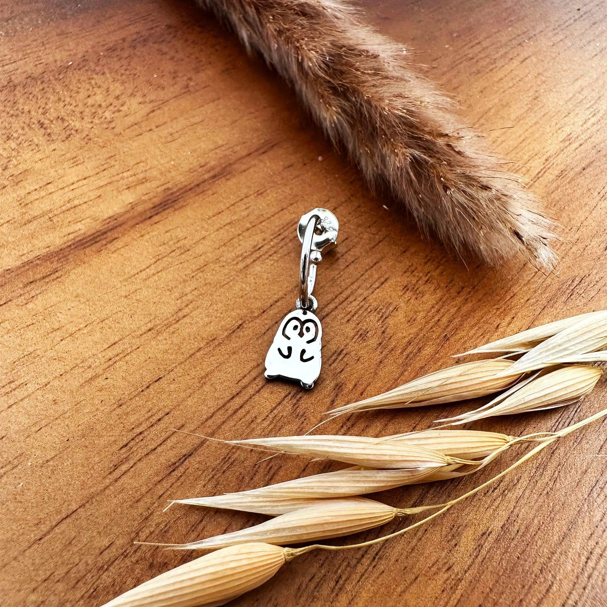 orecchino argento 925 a forma di animale pinguino