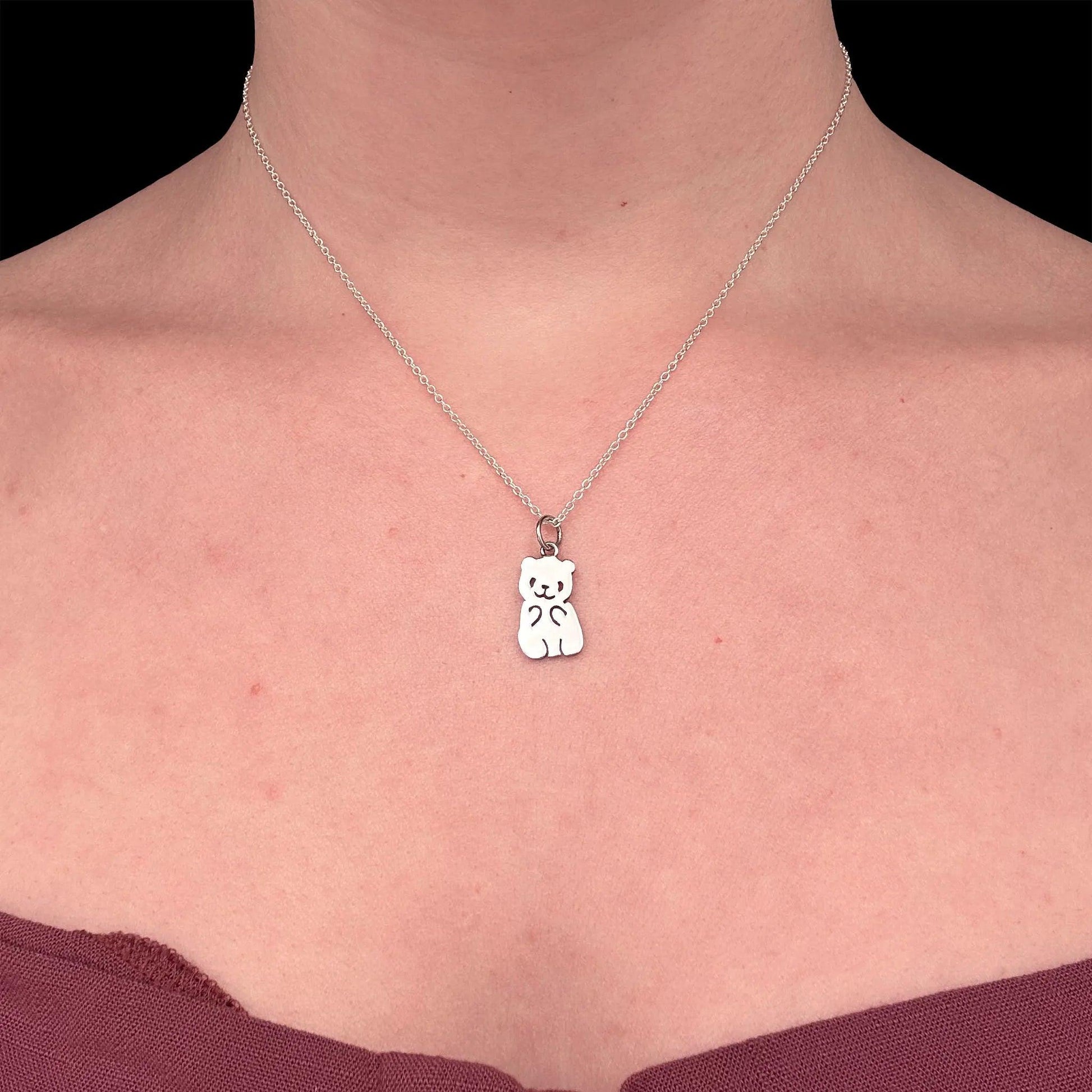 ciondolo argento 925 a forma di animale panda con catenina 40 cm