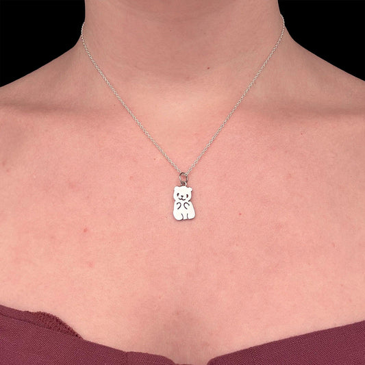 ciondolo argento 925 a forma di animale panda con catenina 40 cm
