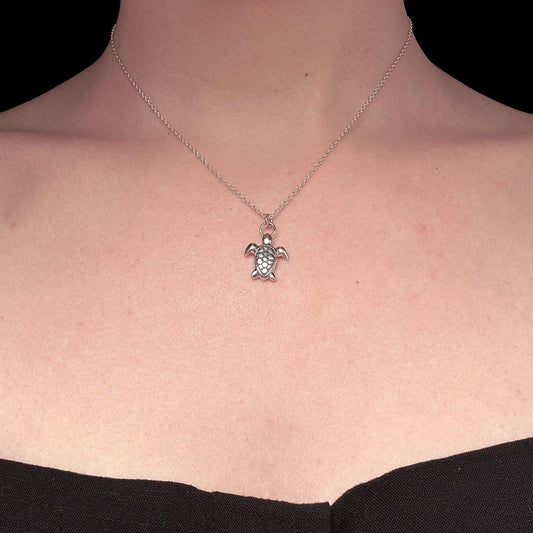 ciondolo argento 925 a forma di animale tartaruga con catenina 40 cm