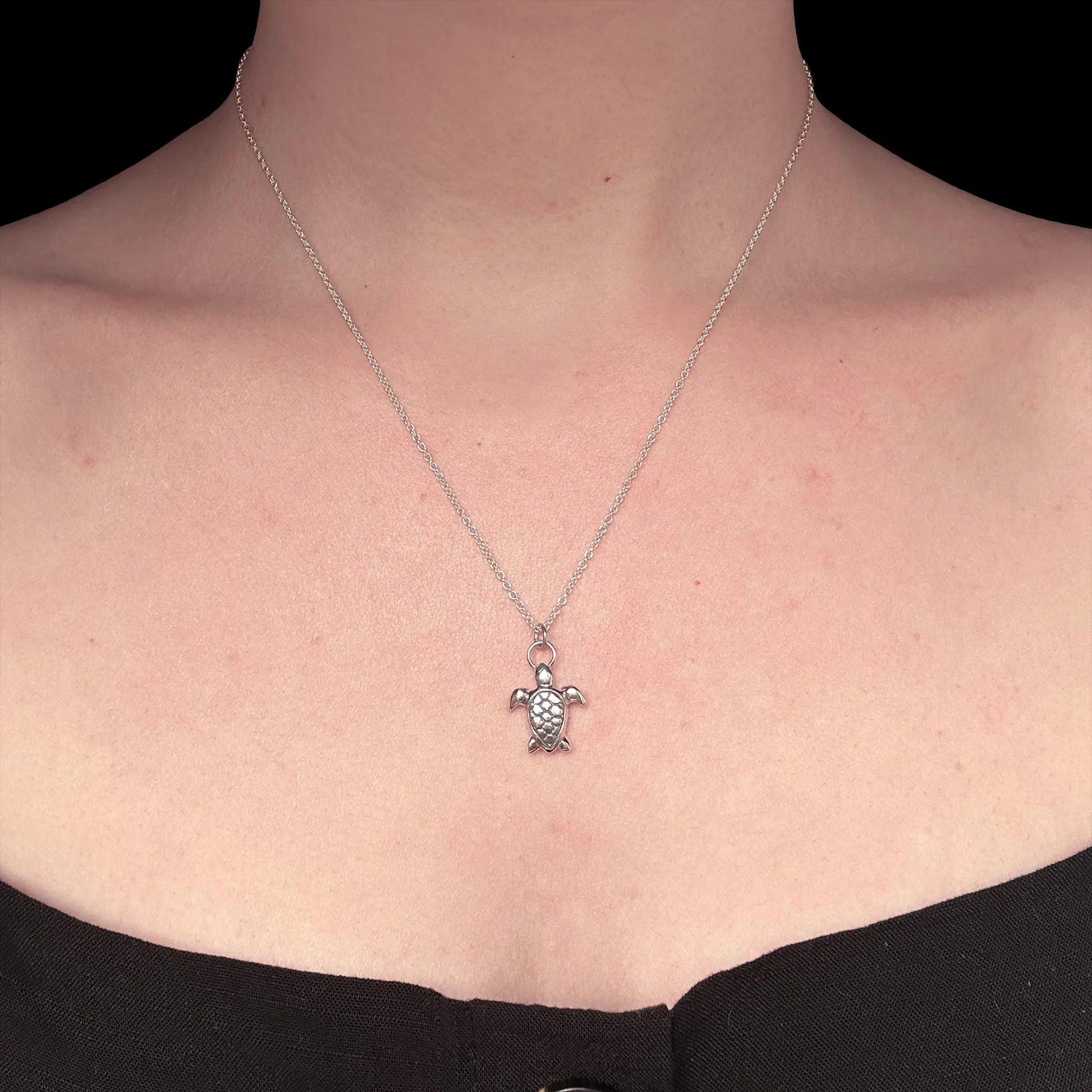 ciondolo argento 925 a forma di animale tartaruga con catenina 45 cm