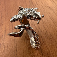 Sara Grace Jewelry anello 3D artigianale in argento 925 carpa koi dettaglio frontale – gioiello fatto a mano