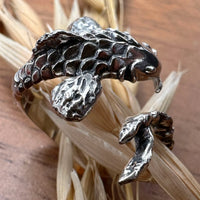 Sara Grace Jewelry anello 3D in argento 925 carpa koi su spiga di grano – gioiello artigianale 