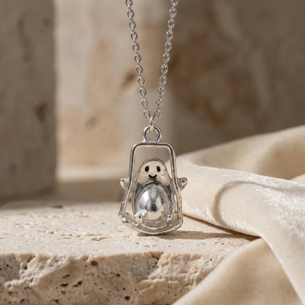 Sara Grace Jewelry ciondolo artigianale in argento 925 avocado sull altalena – gioiello divertente fatto a mano