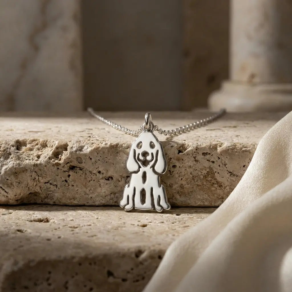 Sara Grace Jewelry ciondolo artigianale in argento 925 a forma di cocker spaniel – gioiello fatto a mano