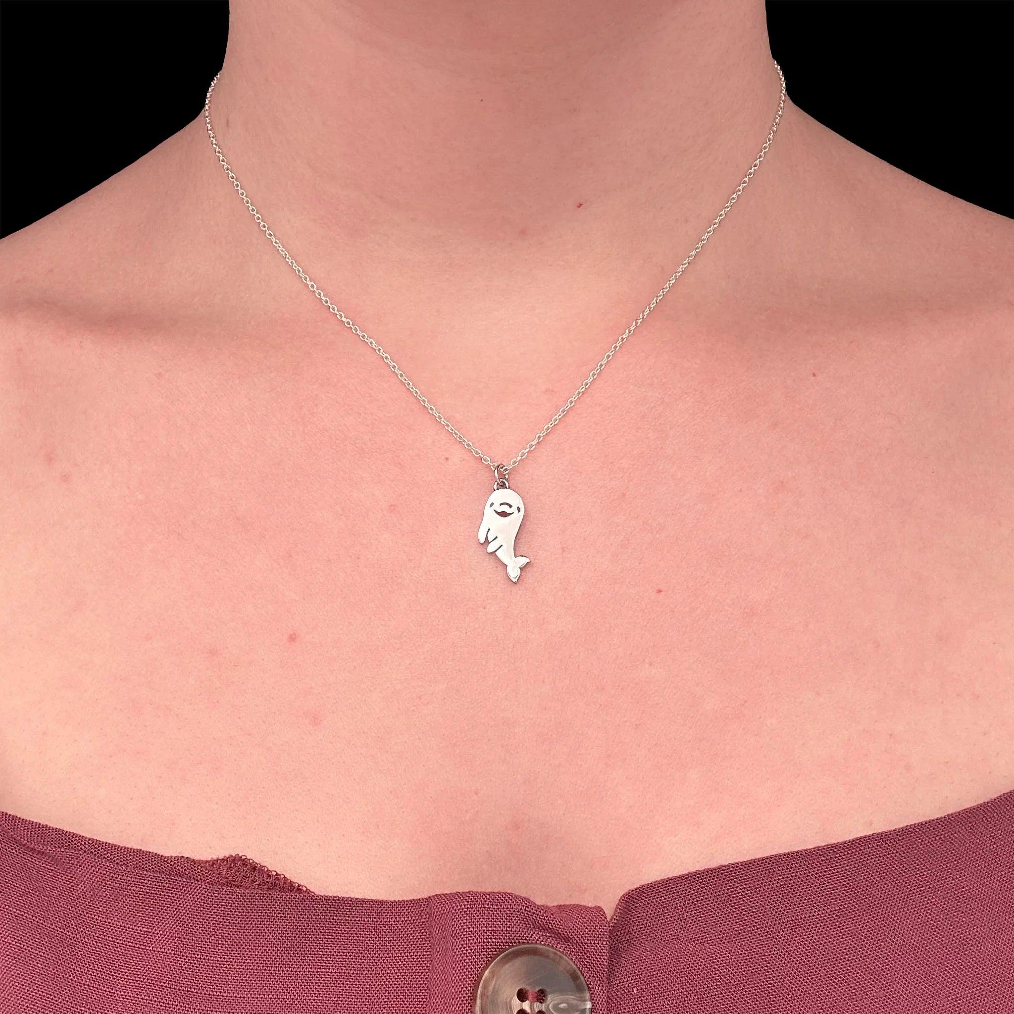 Sara Grace Jewelry ciondolo in argento 925 delfino con catenina 40 cm – gioiello artigianale 