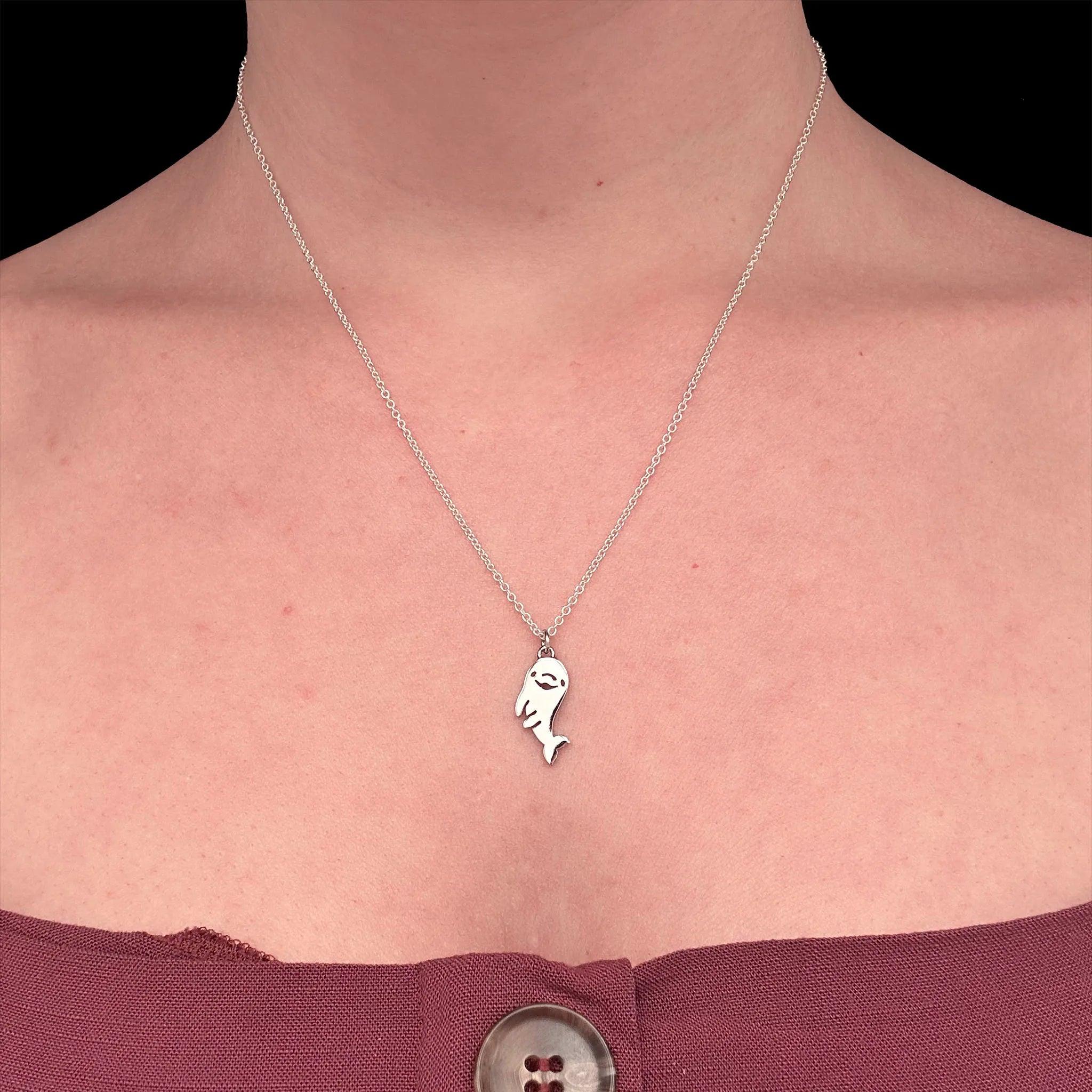 Sara Grace Jewelry ciondolo in argento 925 delfino con catenina 45 cm – gioiello artigianale 