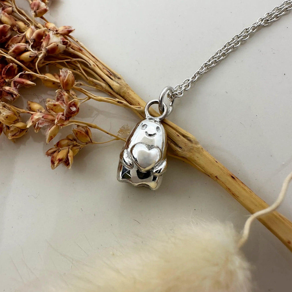Sara Grace Jewelry ciondolo in argento 925 fantasma dettaglio artigianale – gioiello Halloween 