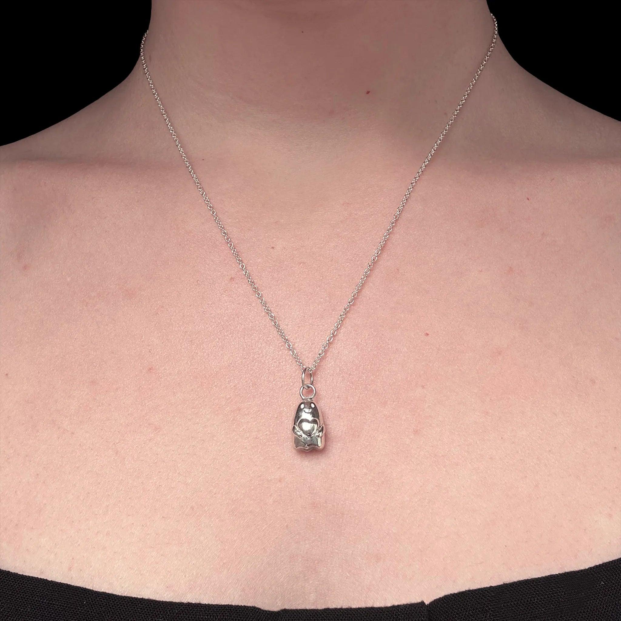 Sara Grace Jewelry ciondolo in argento 925 fantasma con catenina 45 cm – gioiello Halloween 