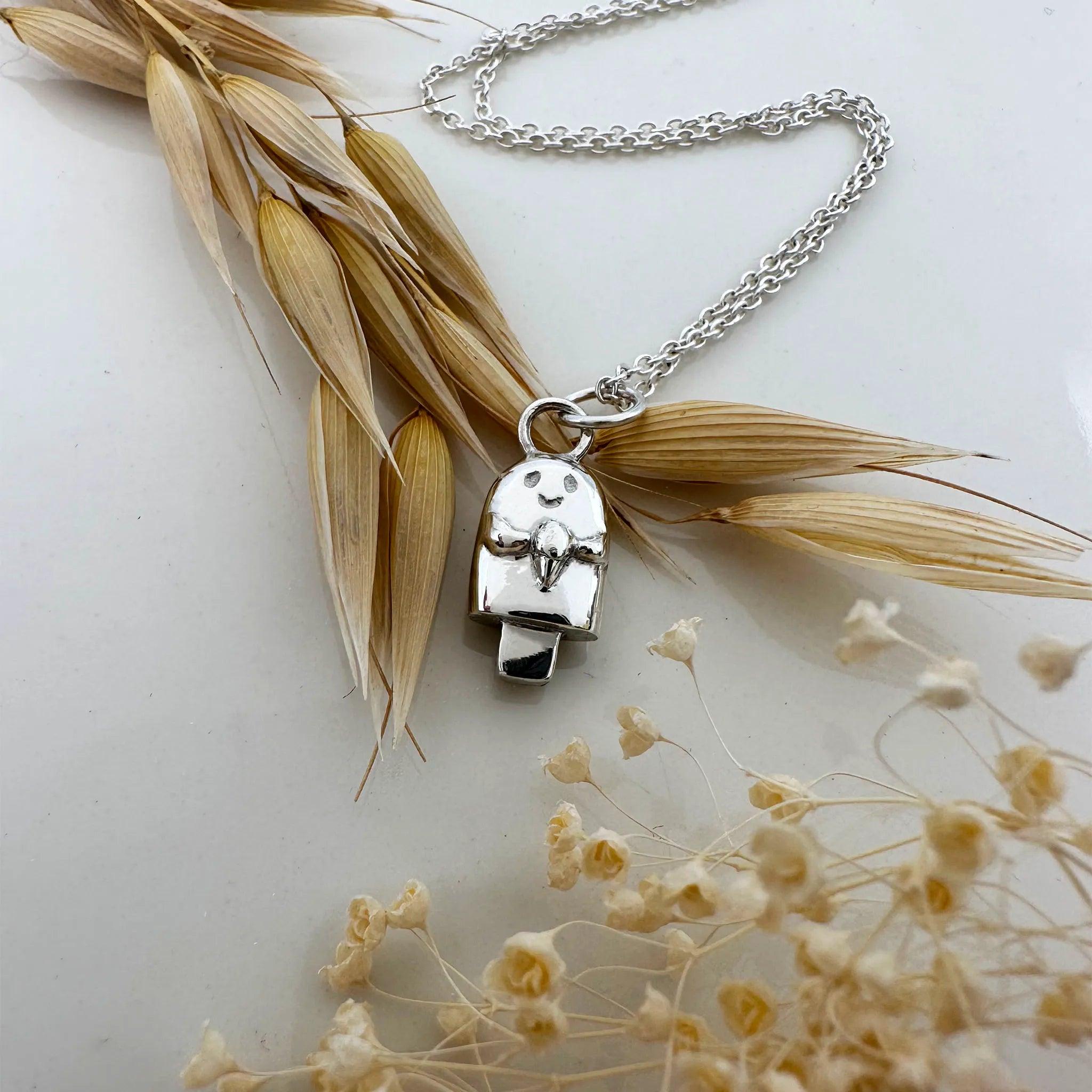 Sara Grace Jewelry ciondolo artigianale in argento 925 a forma di ghiacciolo – gioiello estivo fatto a mano