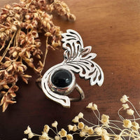 Sara Grace Jewelry anello artigianale in argento 925 a forma di manta con pietra – gioiello fatto a mano