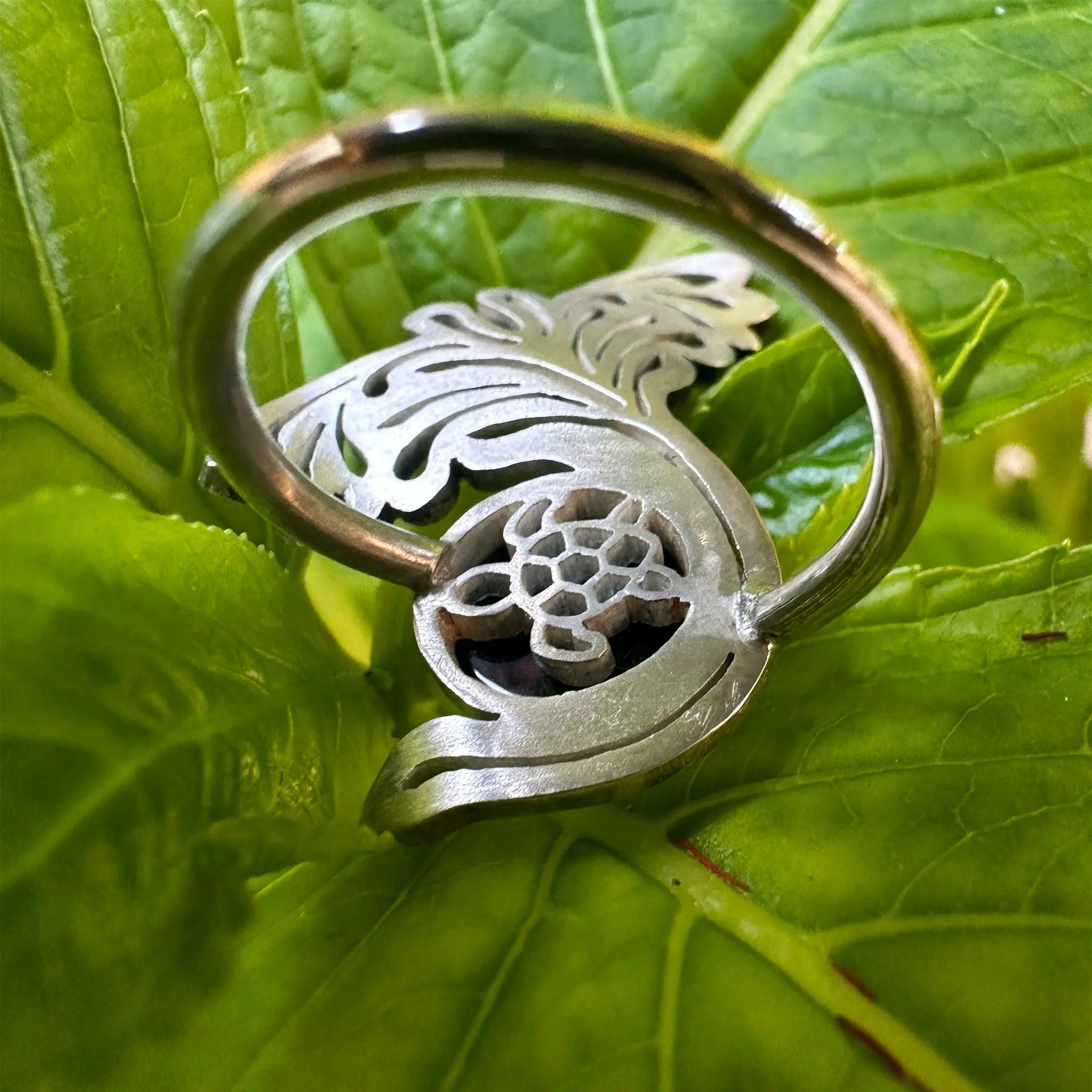Sara Grace Jewelry anello in argento 925 manta con pietra vista retro – gioiello artigianale 