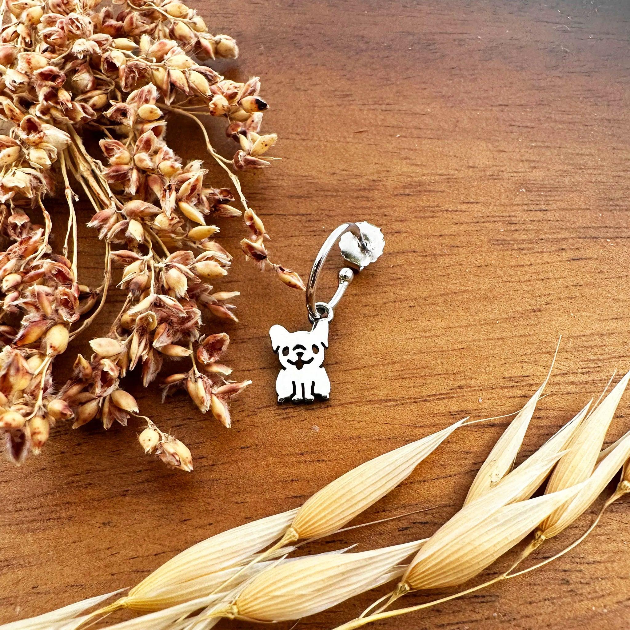 Sara Grace Jewelry orecchini artigianali in argento 925 a forma di bulldog – gioiello fatto a mano