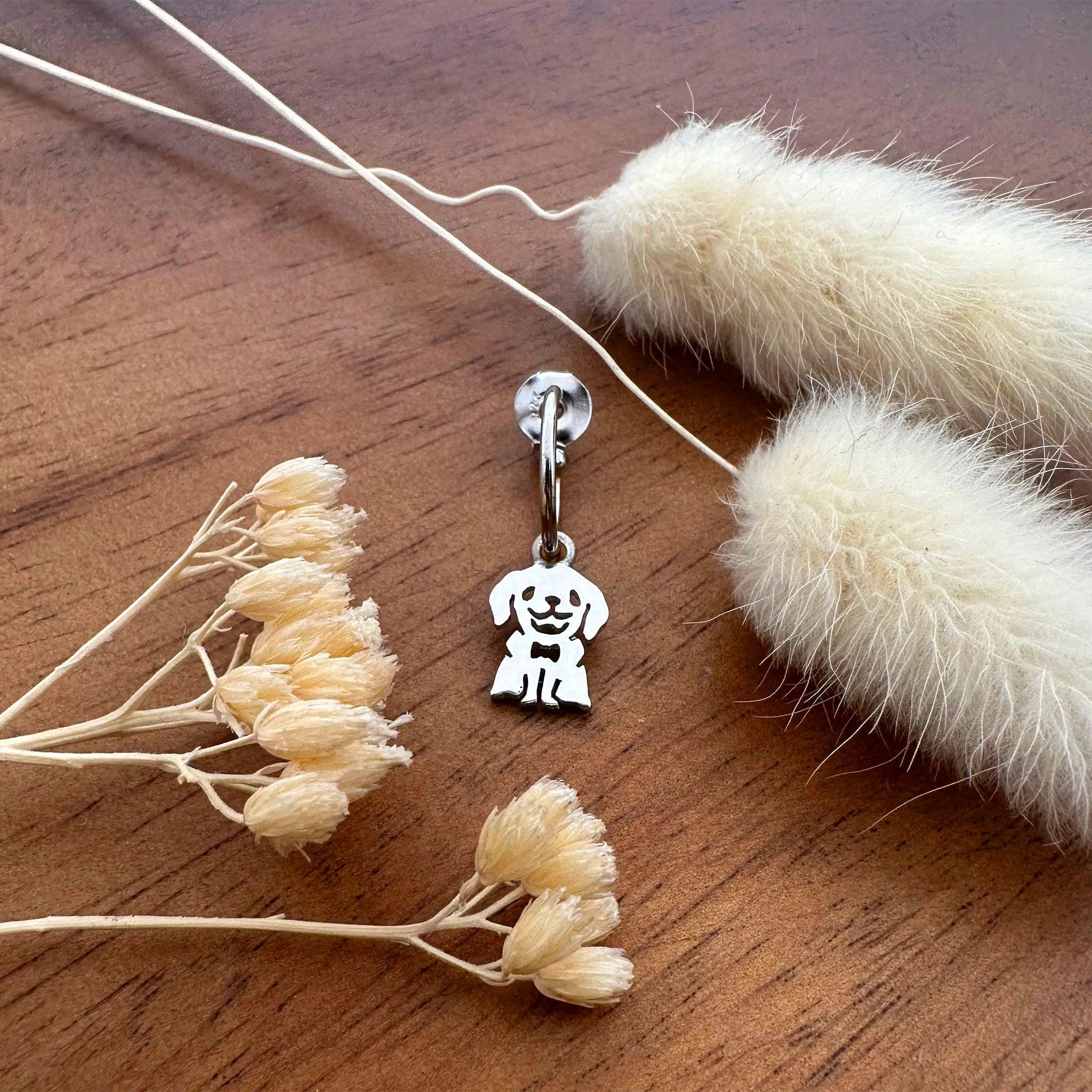 Sara Grace Jewelry orecchini artigianali in argento 925 a forma di labrador – gioiello fatto a mano
