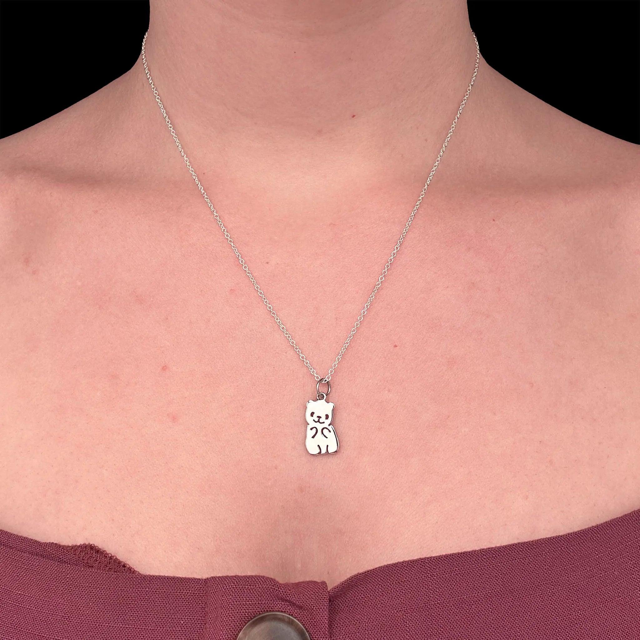 Sara Grace Jewelry ciondolo in argento 925 panda con catenina 45 cm – gioiello artigianale 
